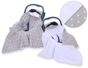 Otulacze - Duży otulacz dla niemowląt do fotelika nosidełka wózka dwustronny - Gwiazdki szaro-białe - miniaturka - grafika 1