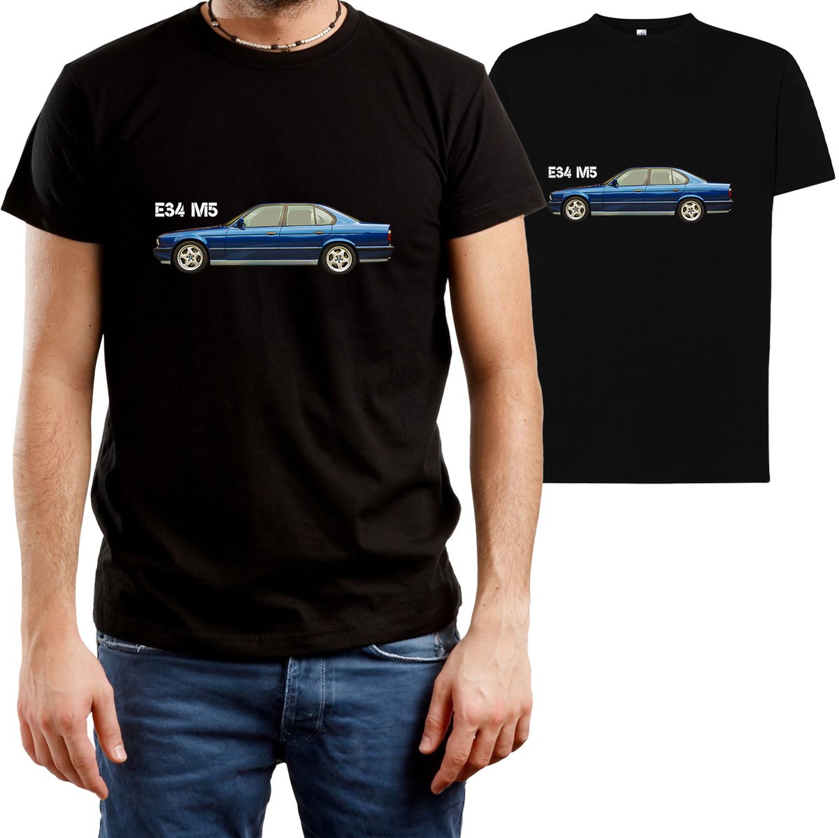 T-SHIRT MĘSKI BMW DLA FANA E34 M5 M POWER Z NADRUKIEM KOSZULKA R-L A503