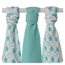 XKKO Bambusowe pieluchy XKKO BMB 70x70 - Little Stars Turquoise MIX BMB070041 - Akcesoria do karmienia - miniaturka - grafika 1