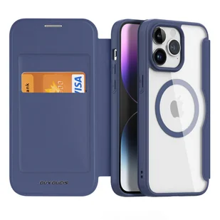 Etui iPhone 15 Pro magnetyczny pokrowiec MagSafe z klapką Dux Ducis Skin X Pro - niebieskie - Etui i futerały do telefonów - miniaturka - grafika 2