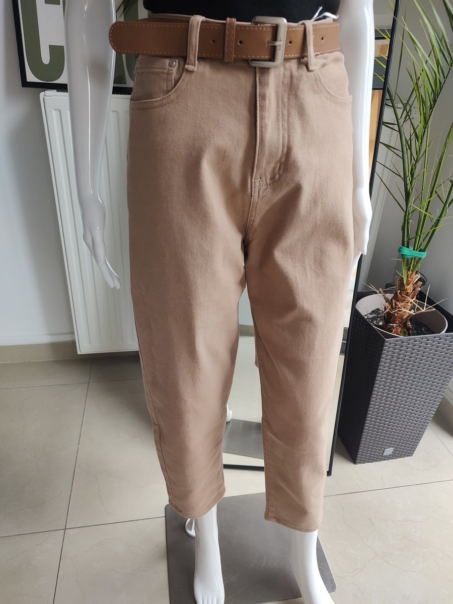 Jeansowe spodnie Balloon fit - ciemnobeżowy S M.Sara