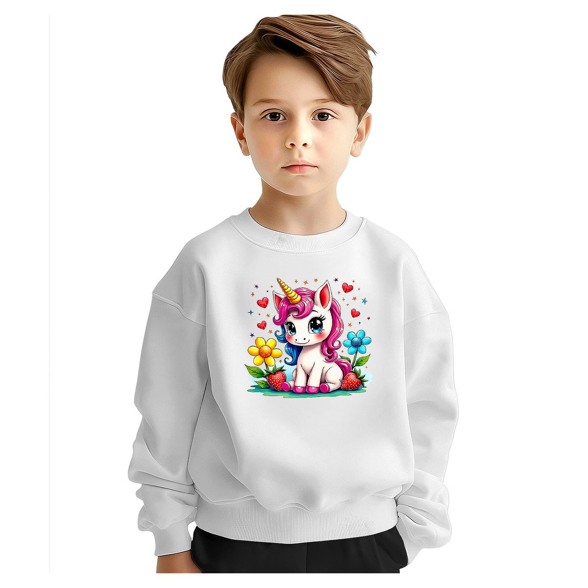 BLUZA DZIECIĘCA JEDNOROŻEC UNICORN KWIATY 134-140 DLA CHŁOPCA DZIEWCZYNKI