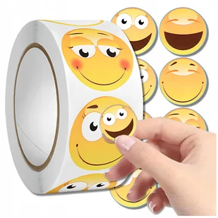 Naklejki Emoji Kolorowe Na Rolce 500 szt. Buzia DIY Dla Dzieci MOTYWACYJNE - Zabawki kreatywne - miniaturka - grafika 1