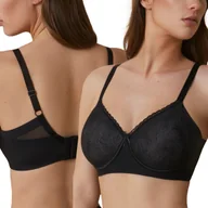 Biustonosze - Biustonosz Usztywniany Gładki Modelujący Bez Fiszbin Codzienny Czarny 85D - miniaturka - grafika 1