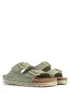 Klapki i japonki damskie - BACKSUN Skórzane klapki "Vada" w kolorze zielonym - miniaturka - grafika 1