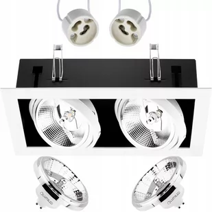 Oprawa Podtynkowa Halogenowa Prostokąt Biała Ruchoma 2x GU10 AR111 + 15W COB CB CANIS LUMILED - Lampy pozostałe - miniaturka - grafika 1