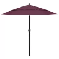 Parasole ogrodowe - vidaXL 3-poziomowy parasol na aluminiowym słupku, bordowy, 2,5 m 313864 - miniaturka - grafika 1