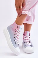 Trampki damskie - Wysokie Trampki Na Platformie Big Star LL274A191 Różowo-Niebieskie-39 - miniaturka - grafika 1