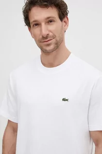 Koszulki męskie - Lacoste t-shirt bawełniany męski kolor biały gładki - grafika 1