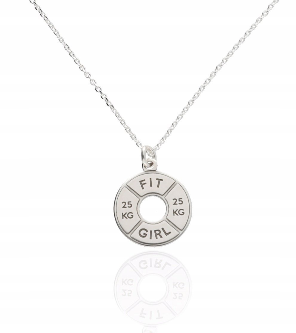 Naszyjnik CELEBRYTKA ciężarek siłownia srebro 925 fit fitness trener 50 cm