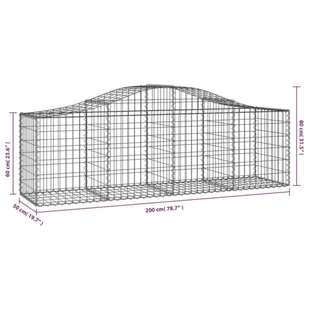VIDAXL Kosze gabionowe, 3 szt, 200x50x60/80 cm, galwanizowane żelazo - Ogrodzenia - miniaturka - grafika 7