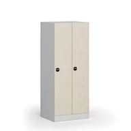 Szafki BHP - Szafa ubraniowa obniżona 2-drzwiowa, 1500 x 600 x 500 mm, zamek RFID, drzwi laminowane, brzoza - miniaturka - grafika 1