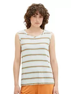 Koszulki i topy damskie - TOM TAILOR Damski top lniany w paski, 31949 - Offwhite Brown Stripe, M - miniaturka - grafika 1