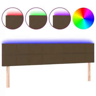 Lumarko Zagłówek do łóżka z LED, ciemnobrązowy, 180x5x78/88 cm, tkanina - Inne meble do sypialni - miniaturka - grafika 3