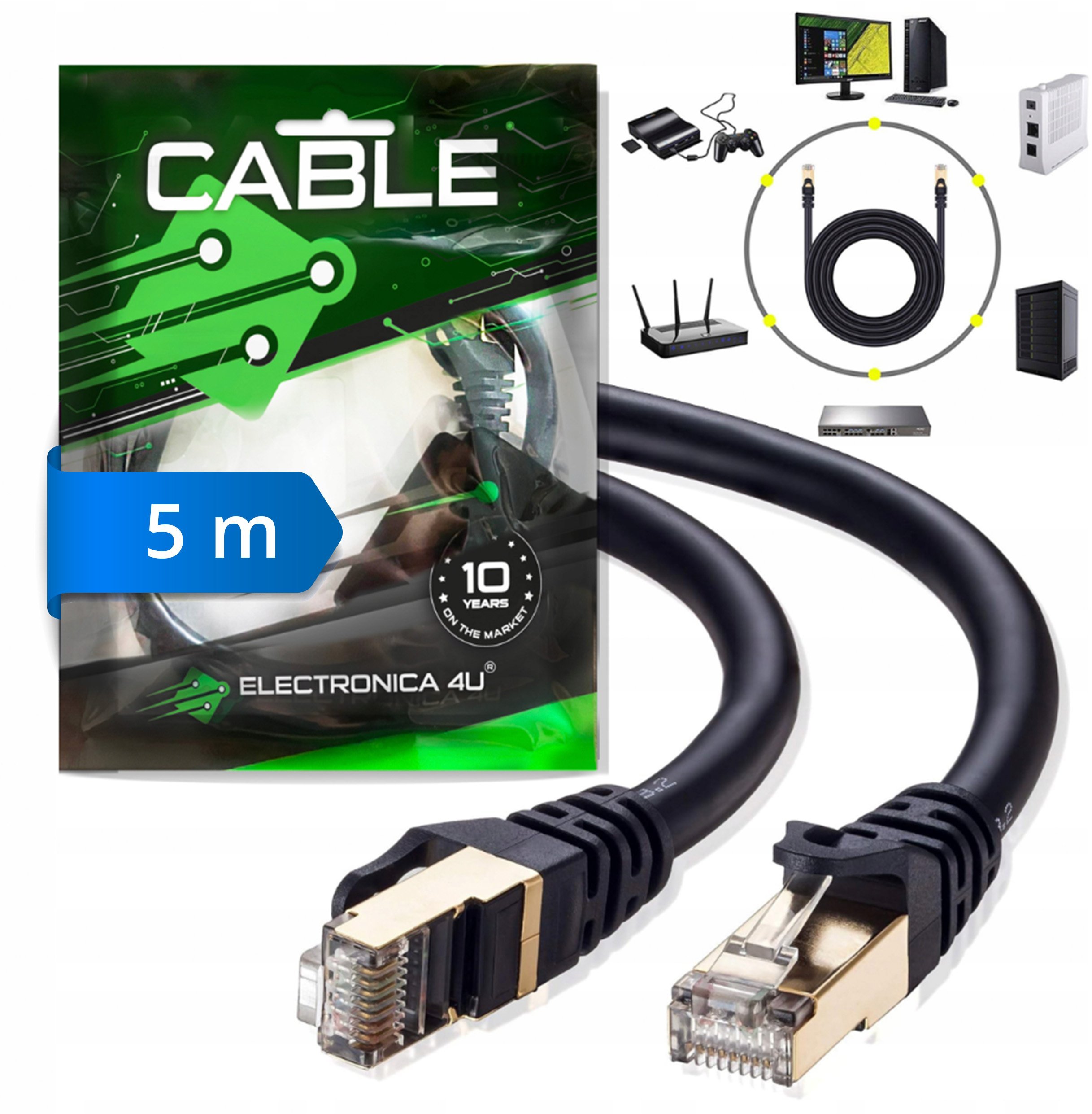 Eaton Powerware Eaton Kabel sieciowy Ethernet RJ45 Cat7 kat 7 AWG26 10 Gb/s 600MHz 5m 500cm