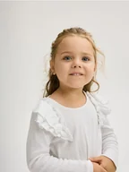Koszulki dla dziewczynek - Reserved - Koszulka z falbanami - złamana biel - miniaturka - grafika 1