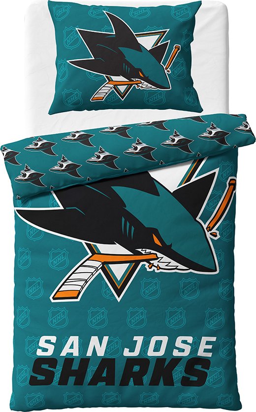 Pościel hokejowa NHL San Jose Sharks Tarcze Rozmiar: 140x200 + 70x90 cm