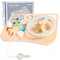 Zabawki sensoryczne - Drewniana Tablica Manipulacyjna Sensoryczna Montessori Kierownica Auto 11w1 - miniaturka - grafika 1