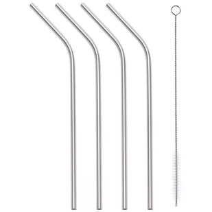 Nava Słomki Słomki Do Napojów Stalowe Z Czyścikiem Wielorazowe Rurki Metalowe Acer 21 cm - Shakery barmańskie - miniaturka - grafika 1