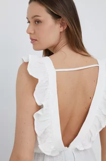 Bluzki damskie - Vero Moda bluzka bawełniana damska kolor biały gładka - grafika 1
