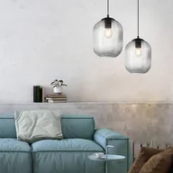 Lampy sufitowe - Paul Neuhaus Czarna lampa wisząca Art Deco z przydymionym szkłem - Chris - miniaturka - grafika 1