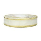 Opakowania i torebki na prezenty - Wstążka Organza Biało-Złota Ślubna 19mm x 45y - miniaturka - grafika 1