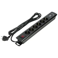 Przedłużacze i rozgałęźniki - Orno Listwa przeciwprzepięciowa, 6 gniazd 2P+Z (Schuko), kabel 3x1,0mm$1147, długość 3m, czarna, 10A/230 VAC, z ochronnikiem przeciwprzep ORAE13163(GS)/B/3M - miniaturka - grafika 1