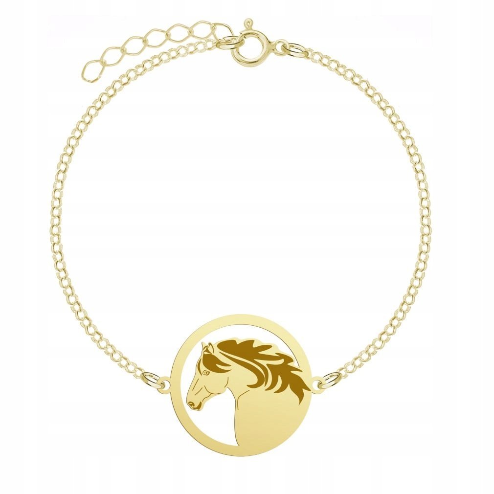 Bransoletka Złota Koń Huculski 925 Łańcuszek Biżuteria Kobieta GRAWER