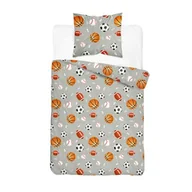 Pościel dla dzieci - Detexpol Pościel bawełniana młodzieżowa 160x200 szara w piłki 5874 A DreamKids - miniaturka - grafika 1
