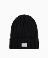 Czapki damskie - PUCCINI Czarna czapka z grubym warkoczowym splotem - miniaturka - grafika 1