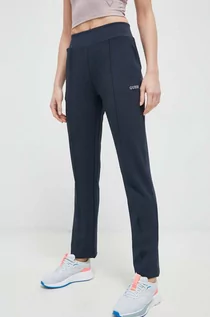 Spodnie damskie - Guess spodnie dresowe kolor granatowy gładkie - grafika 1