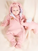 Pajacyki dla niemowląt - Dziewczęcy pajac dresowy z podszewką w kwiatki Nicol,r.68 - miniaturka - grafika 1