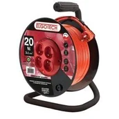 Przedłużacze i rozgałęźniki - Elgotech, Przedłużacz bębnowy z zabezpieczeniem termicznym, 4-krotny metalowy stojak, z uziemieniem 30m - miniaturka - grafika 1