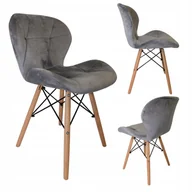 Krzesła - Krzesło Tapicerowane Welurowe Do Salonu Jadalni Loft Welwet Zoe Szare - miniaturka - grafika 1