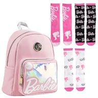 Plecaki - Lucky Boxer Plecak na co dzień dla dzieci w kolorze różowym ze sztucznej skóry + zestaw 3 skarpet Barbie rozmiar 27-30, Barbie, 27-30, Casual - miniaturka - grafika 1