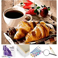 Malowanie po numerach - Kawa Z Rogalikiem - miniaturka - grafika 1