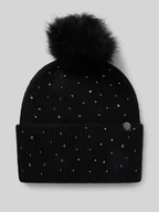 Czapki damskie - Czapka beanie z obszyciem z ozdobnych kamieni - miniaturka - grafika 1