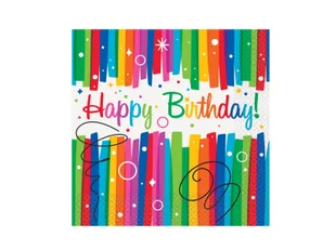 Serwetki urodzinowe Rainbow Happy Birthday - 33 cm - 16 szt. - Dekoracje i nakrycia stołu na imprezę - miniaturka - grafika 1