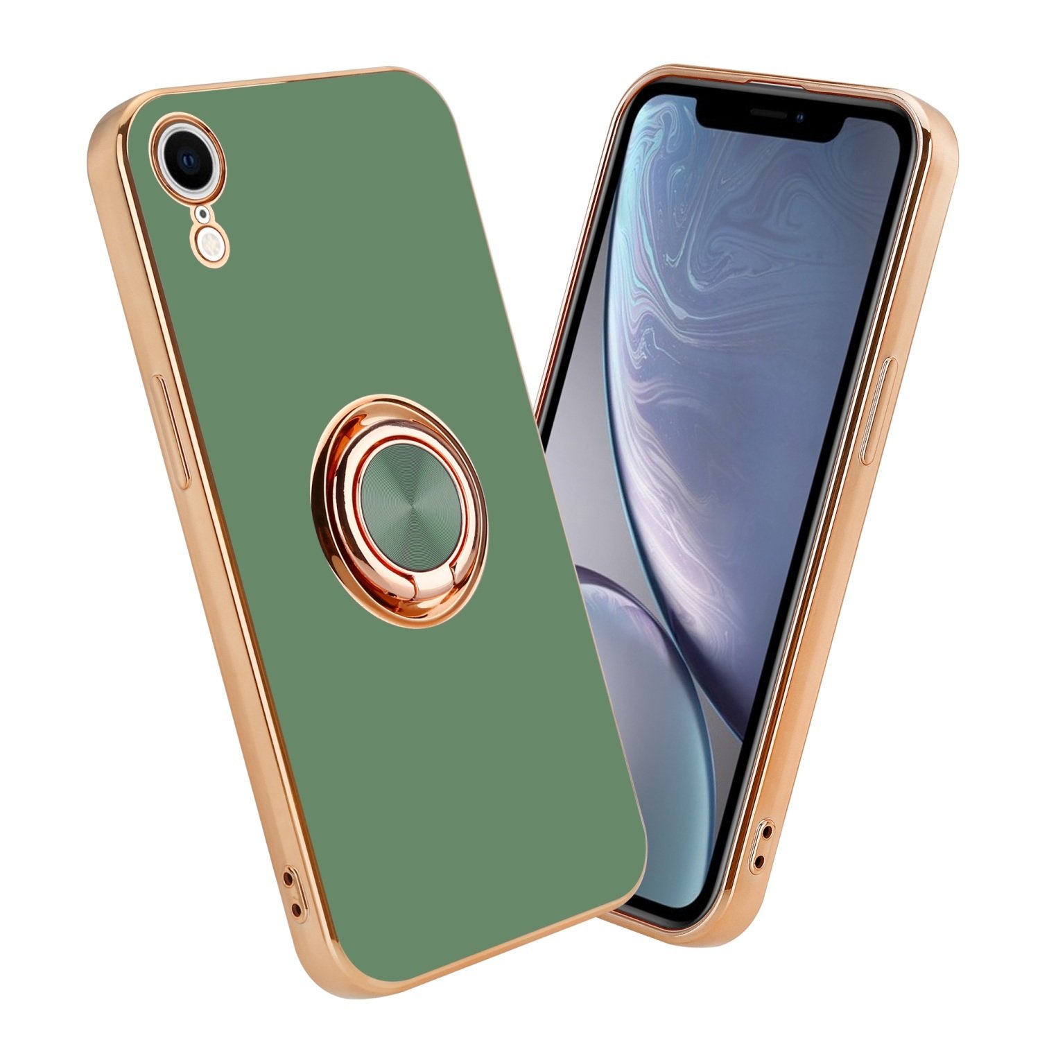 Etui ochronne Cadorabo do Apple iPhone XR w kolorze zielonym, osłona kamery, magnetyczny uchwyt samochodowy