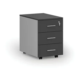 Kontenerek biurowy mobilny PRIMO GRAY, 3 szuflady, szary/grafit - Szafki biurowe - miniaturka - grafika 1