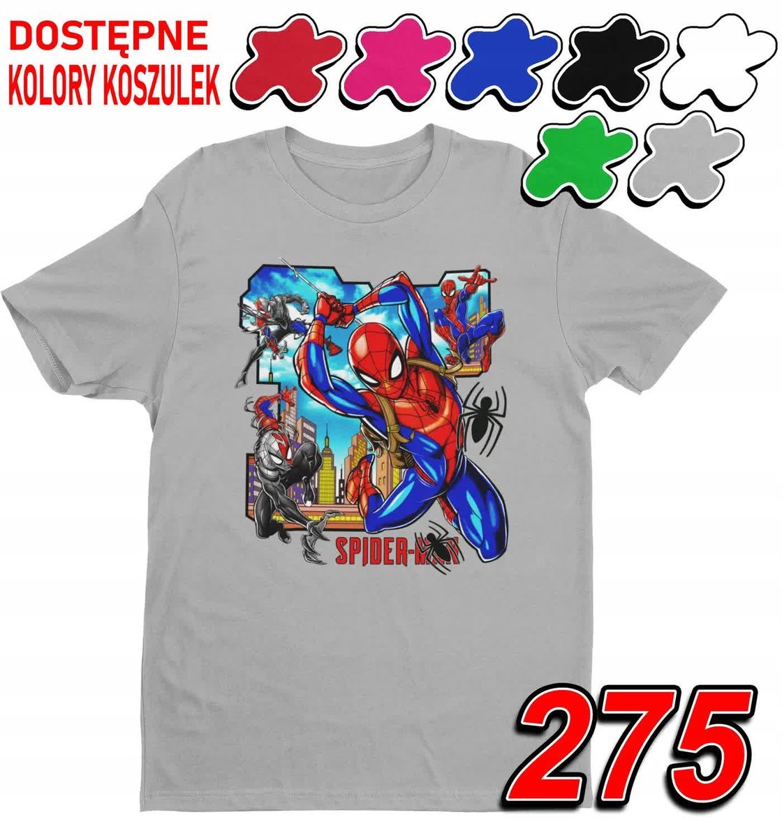Dziecięca Koszulka Z Nadrukiem Avengers Spiderman Marvel - L 146-152
