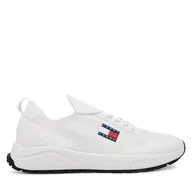 Sneakersy męskie - Sneakersy Tommy Jeans Runner Kntitted EM0EM01555 Biały - miniaturka - grafika 1