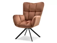 Fotele - DUŻY FOTEL WELUROWY KIRA MIEDZIANY NA CZARNYCH NOGACH DO SALONU - miniaturka - grafika 1