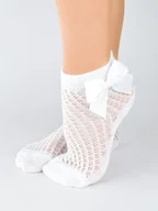 Skarpetki damskie - Skarpety bawełniane z kokardką białe EUR 31-34 SB115-G-01 - miniaturka - grafika 1