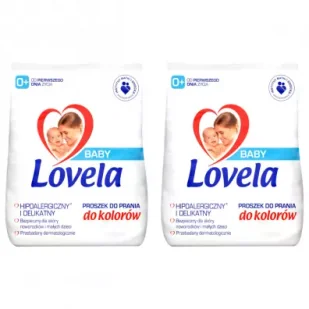Lovela Baby hipoalergiczny proszek do prania ubranek niemowlęcych i dziecięcych do kolorów Zestaw 2 x 1.3 kg - Środki do prania - miniaturka - grafika 1