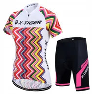Spodenki rowerowe - Spodenki Rowerowe Koszulka Komplet Damski Z Wkładką Żel X-Tiger Jakość XL - miniaturka - grafika 1