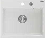 Zlewozmywaki - Mexen Oscar zlewozmywak granitowy 1-komorowy 580 x 490 mm, biały, syfon chrom - 6519581000-20 - miniaturka - grafika 1