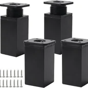 Zawiasy, okucia i inne akcesoria - Zestaw 4 8-centymetrowych czarnych regulowanych nóżek meblowych ze śrubami, regulowane nóżki do stołu kuchennego i szafek. - miniaturka - grafika 1
