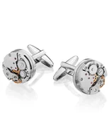 Spinki do mankietów i krawatów - Okrągłe Spinki do Mankietów X2 Mechanizm Zegarka - miniaturka - grafika 1