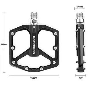 Pedały do roweru rowerowe platformowe RockBros K203-BK metalowe MTB komplet 2szt Czarne - Głośniki komputerowe - miniaturka - grafika 4